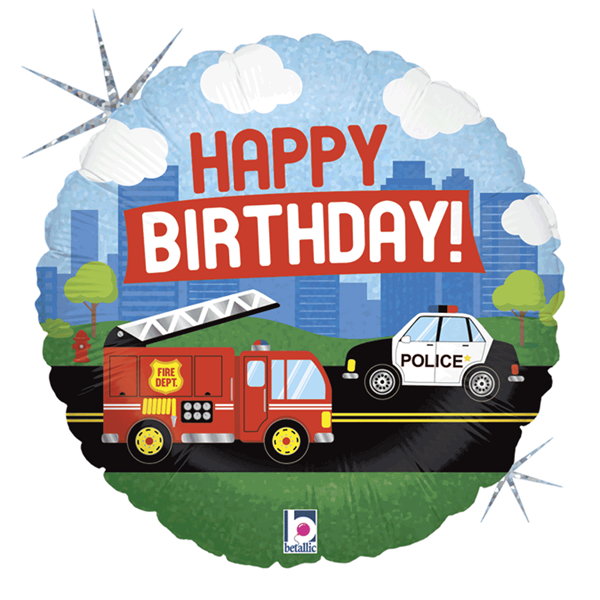 Birthday Police & Fire 18" Foil Balloon