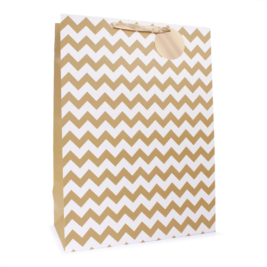 Tiger Feet Gift Bag Gold Zig Zag Extra Large 6pk