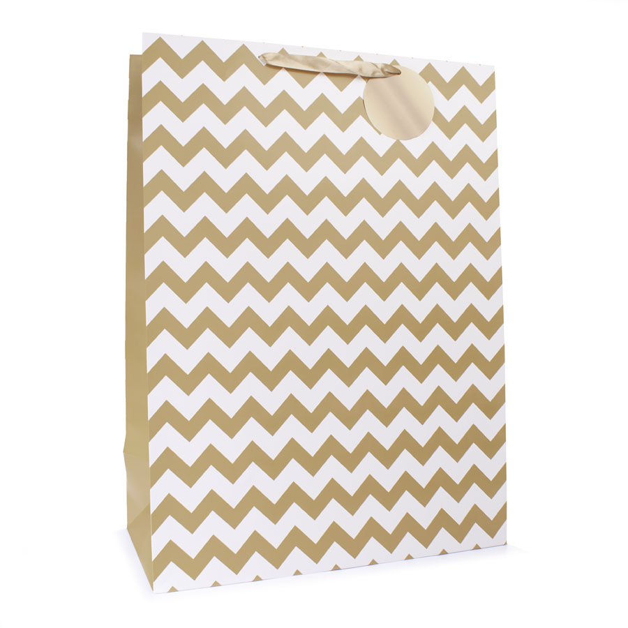 Tiger Feet Gift Bag Gold Zig Zag Extra Large 6pk
