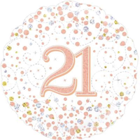 Oaktree 21st Birthday Sparkling Fizz white foil balloon, 18-inch celebration balloon with shiny design for milestone birthday.