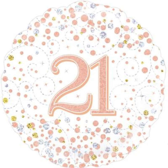 Oaktree Sparkling Fizz Age 21 Rose Gold 18" Foil