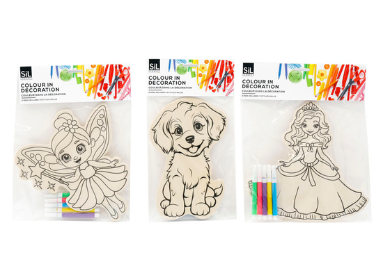 Colour Your Own Wood Decoration Girls 20cm 12pk