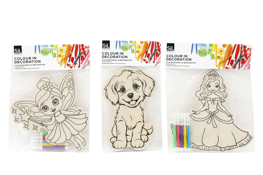 Colour Your Own Wood Decoration Girls 20cm 12pk