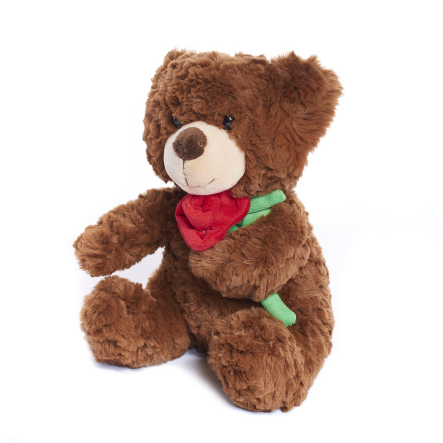 Tiger Feet Soft Toy Bear With Rose Brown 25cm
