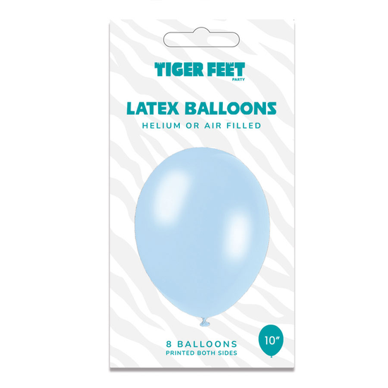 Tiger Feet 6 x 8pk Latex Balloons Light Blue 10