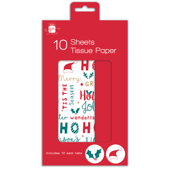 Tissue Paper Merry Christmas/Red 10pk