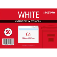 Post Pro Peel & Seal Envelopes C6 114x162mm 50pk
