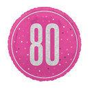 Unique Foil Balloon Pink Glitz Age 80 18"