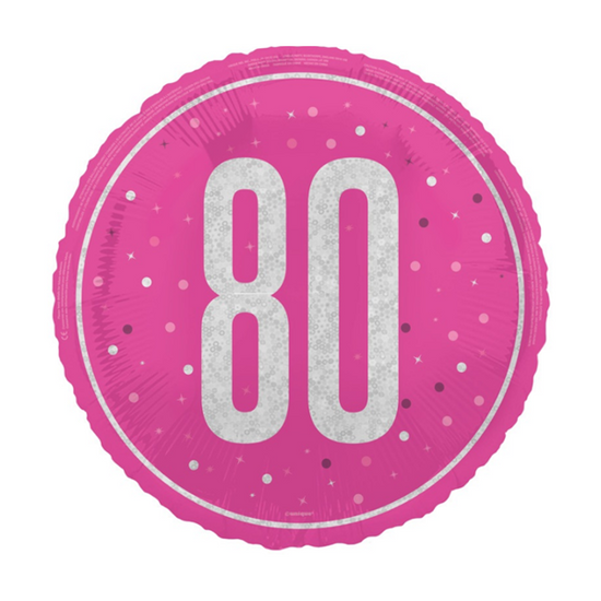 Unique Foil Balloon Pink Glitz Age 80 18"