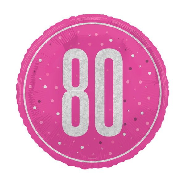 Unique Foil Balloon Pink Glitz Age 80 18"