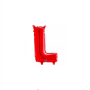 Red 14-inch Grabo foil letter L balloon, shiny and reflective, designed for celebration decorations and party displays.
