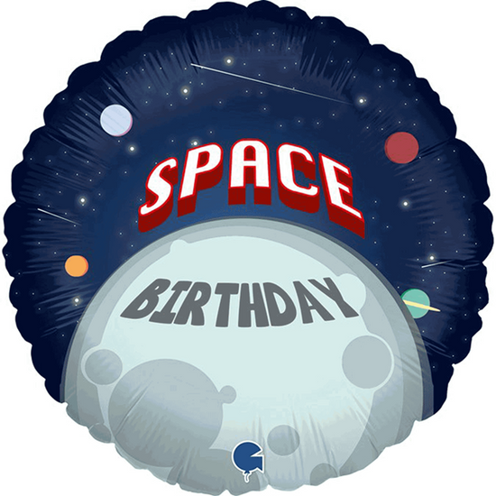 Space Birthday Moon 18" Foil Balloon