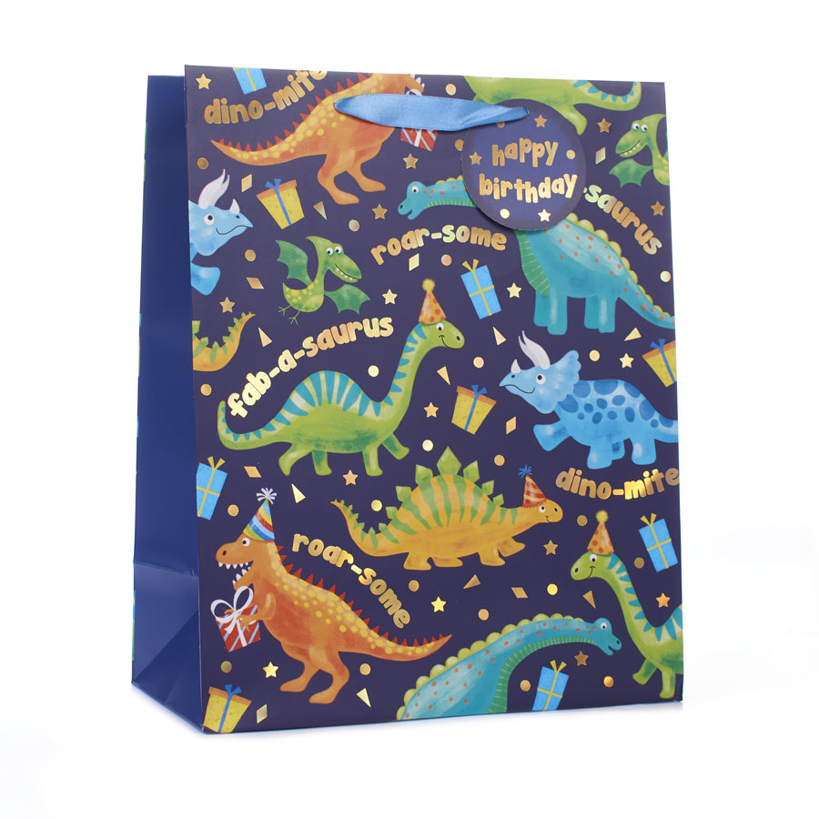 Tiger Feet Gift Bag Dinosaur Large 6pk