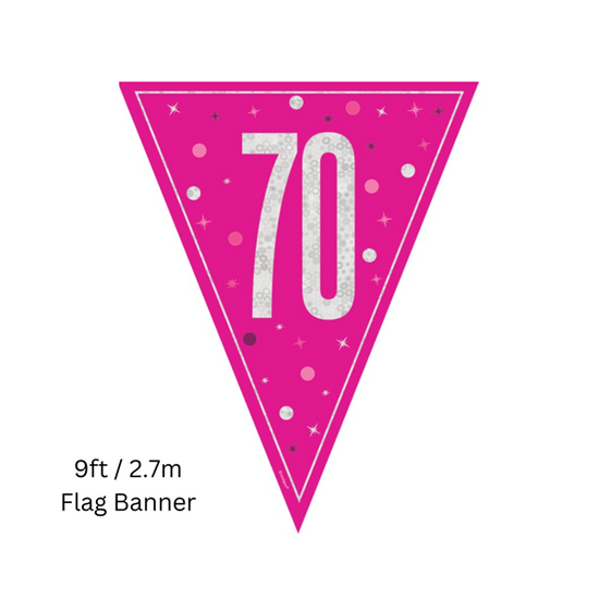 Unique Flag Banner Pink Glitz Age 70 9ft