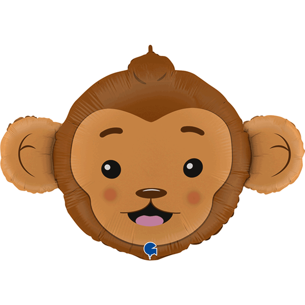 Smiling Monkey Head 36" Foil Balloon