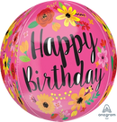 Anagram Pink Floral 15" Orbz Balloon