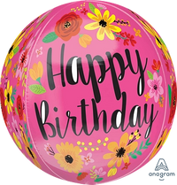 Anagram Pink Floral 15" Orbz Balloon