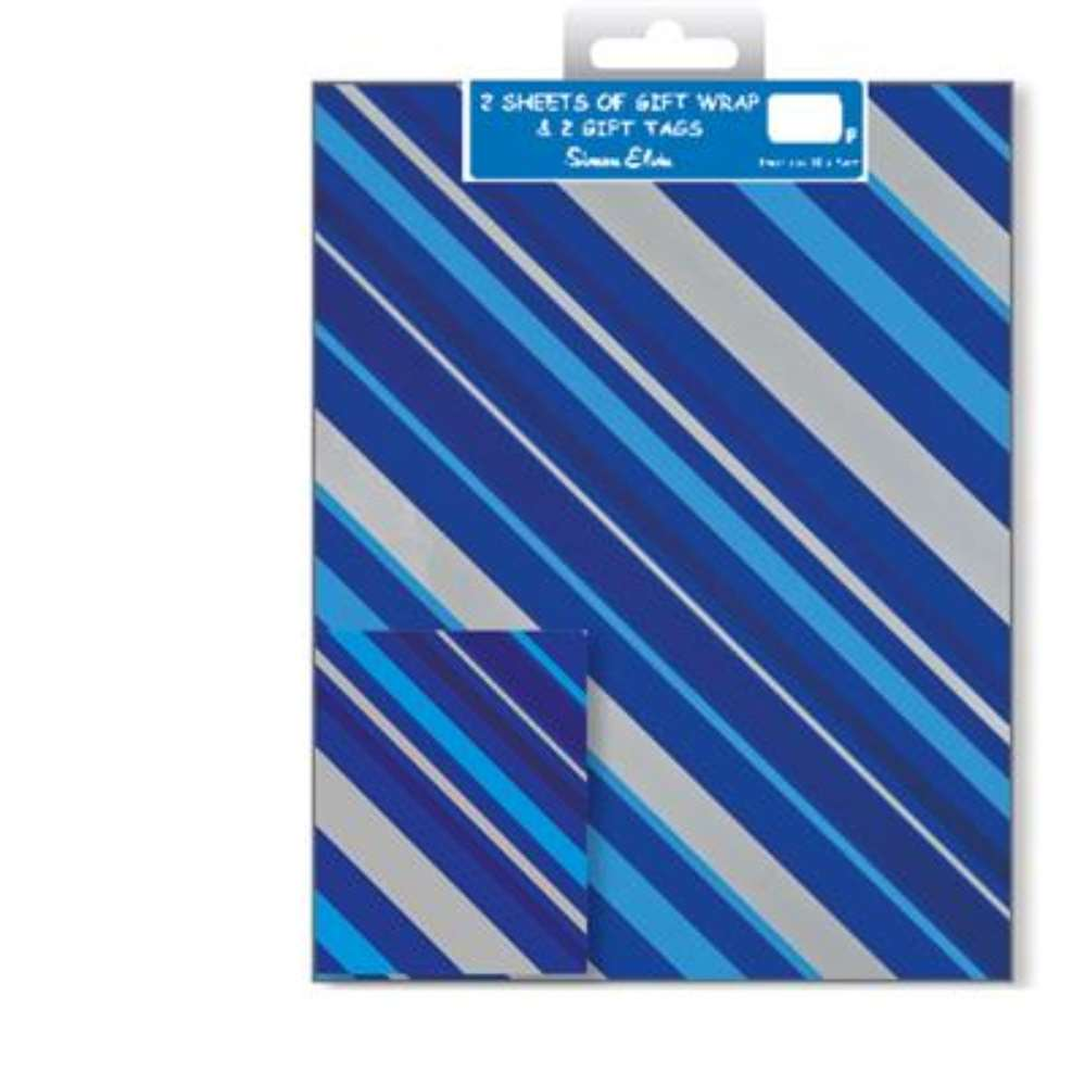 Folded Wrap & Tags Blue Stripes 12pk