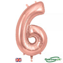 Oaktree rose gold foil number 6 balloon, 34-inch celebration balloon with shiny metallic finish, suitable for parties and events