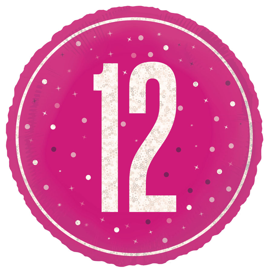 Unique Foil Balloon Pink Glitz Age 12 18"