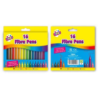 16 Colouring Pens Fine Tip Fibre