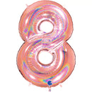 Grabo foil balloon in rose gold holo glitter with number 8, 40-inch size, shiny and festive for celebrations