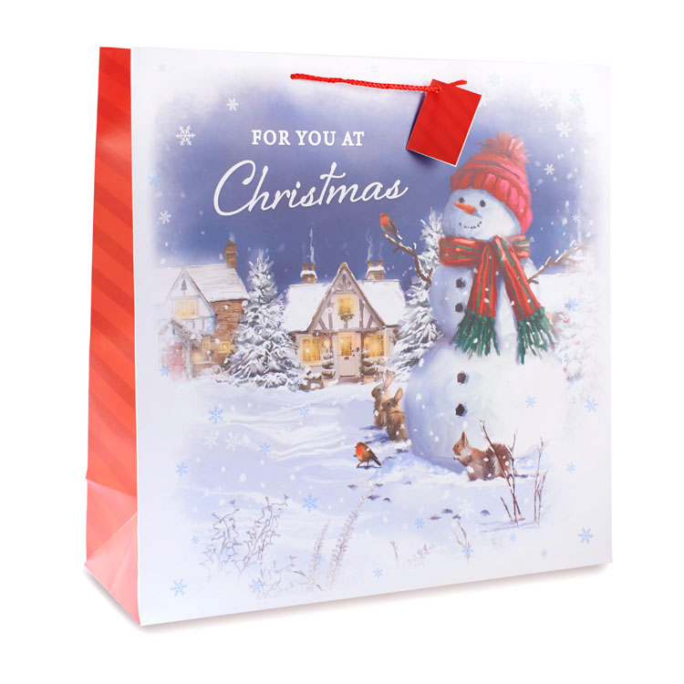 12pk Giant Square Gift Bags Snowman