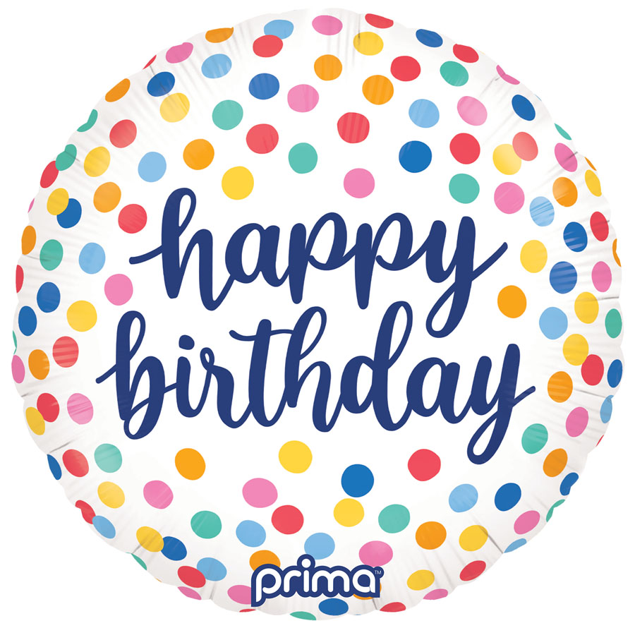 Foil Balloon 18" Round Happy Birthday Confetti