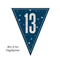 Unique Flag Banner Blue Glitz Age 13 9ft