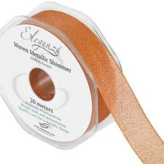 Eleganza Metallic Ribbon Copper 25mm x 20m