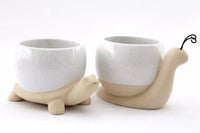 Sifcon 2-pack ornament pots featuring tortoise and snail designs, 17cm, decorative homeware for plant display or decor.