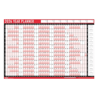 Calendar Full Year Wall Planner Red & Black 2027