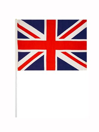 Set of 50 Henbrandt Union Jack hand-held flags for party decorations, featuring British flag design and vibrant colors.
