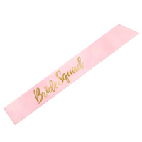 PartyDeco Satin Sash Bride Squad Light Pink 75cm