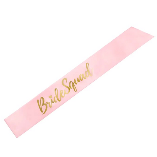 PartyDeco Satin Sash Bride Squad Light Pink 75cm
