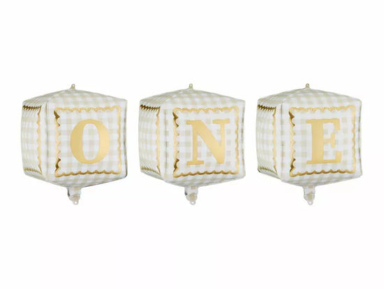 PartyDeco 3pc Foil Balloon One Cubes 13