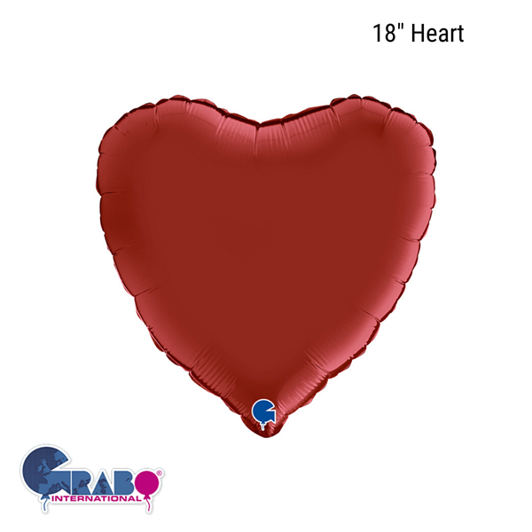 Grabo Foil Balloon Satin Ruby Red Heart 18"