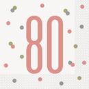 Rose Gold Glitz 80th Birthday Napkins 16pk