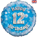 18" 12th Birthday Blue Holographic Foil Balloon