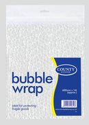 County Stationery bubble wrap sheet, 600mm x 1m, with air-filled bubbles for packaging and cushioning.