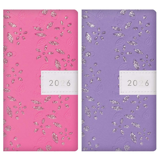 Diary Slim WTV Fabric Glitter Floral 2027 18pk