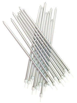 Creative Metallic Silver Tall Candle 18cm 16pk