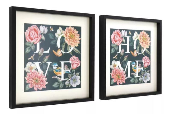 Sifcon 2 Pack Wall Art Botanical Love/Home 30cm