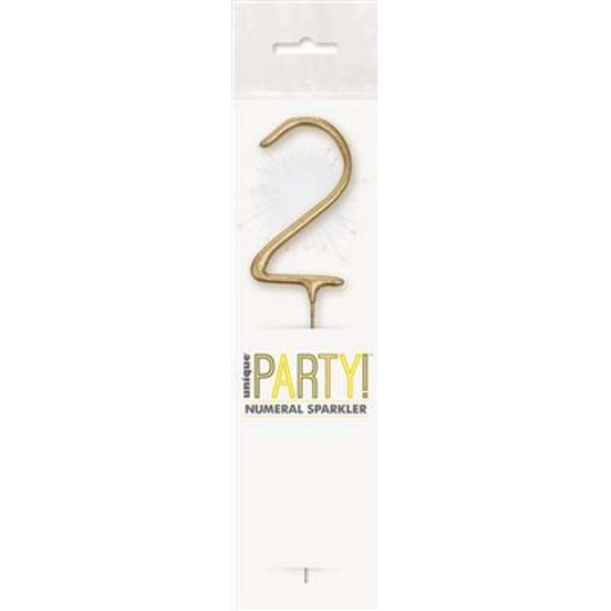 Unique Party Candle Sparkler Number 2 Gold 7
