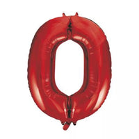 Unique Foil Balloon Red 34" Number 0