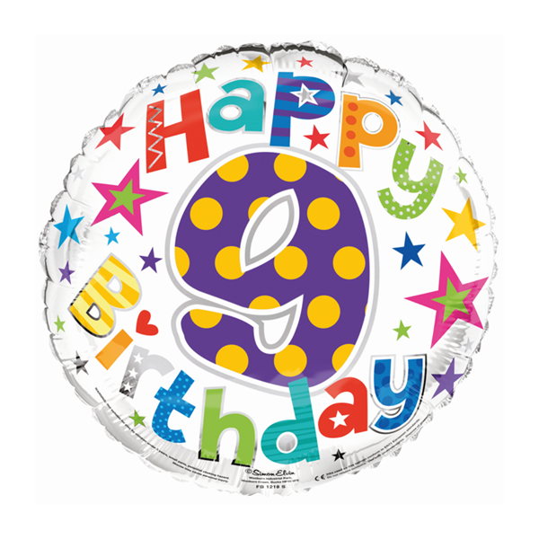 Simon Elvin Foil Balloon Happy Birthday Age 9 18