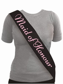 Deluxe Sash Maid Of Honour Black & Pink