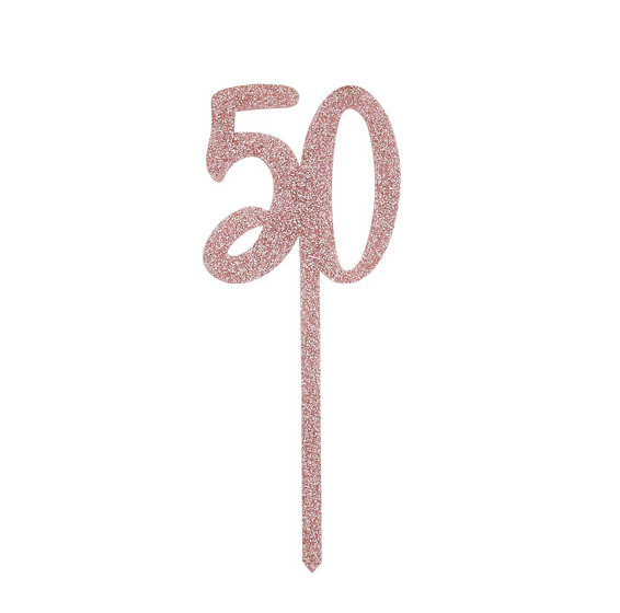 Hootyballoo Rose Gold 50th Cake Topper