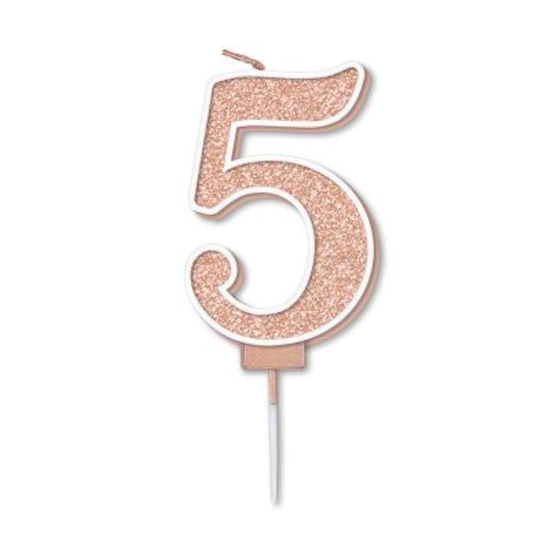 Oaktree Party Candle Number 5 Rose Gold 7.5cm