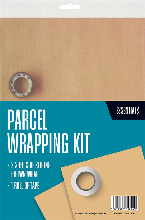 Parcel Wrapping Kit 2 Sheets 1 Tape 2 Labels